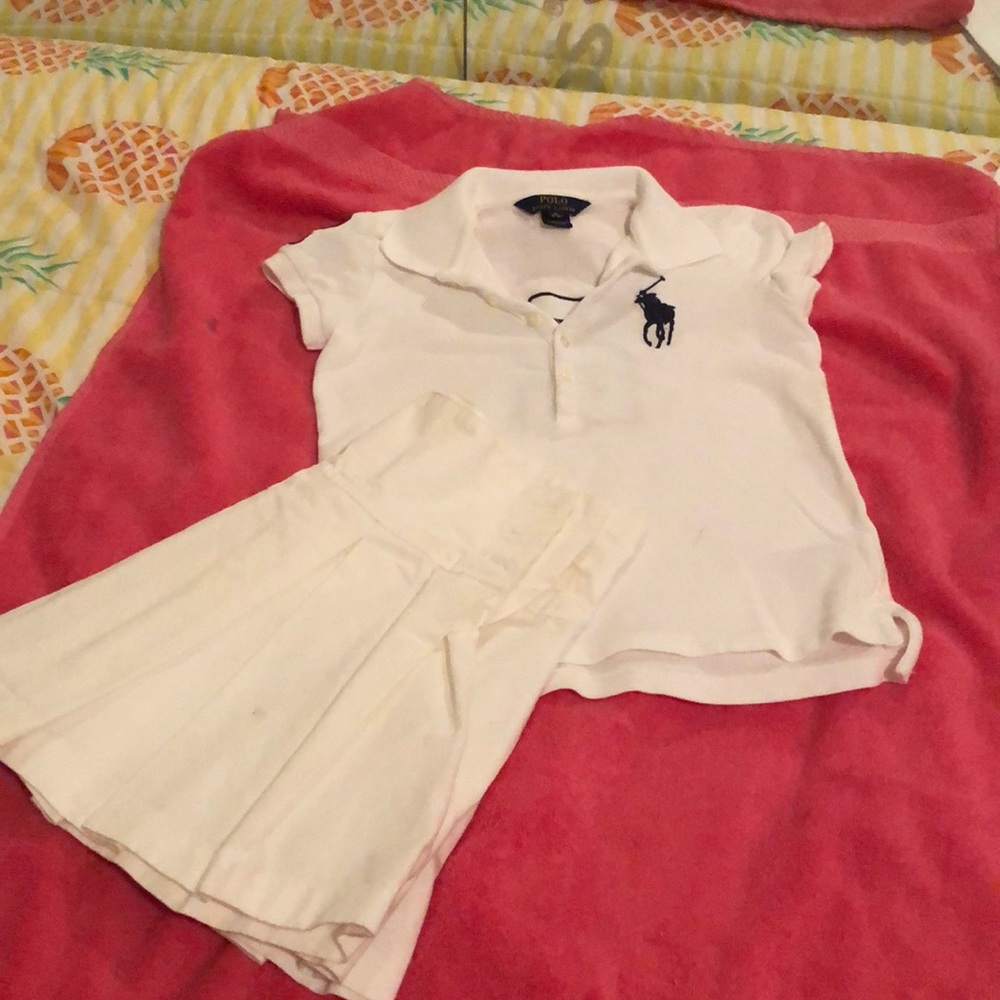 White lil girls big polo shirt only